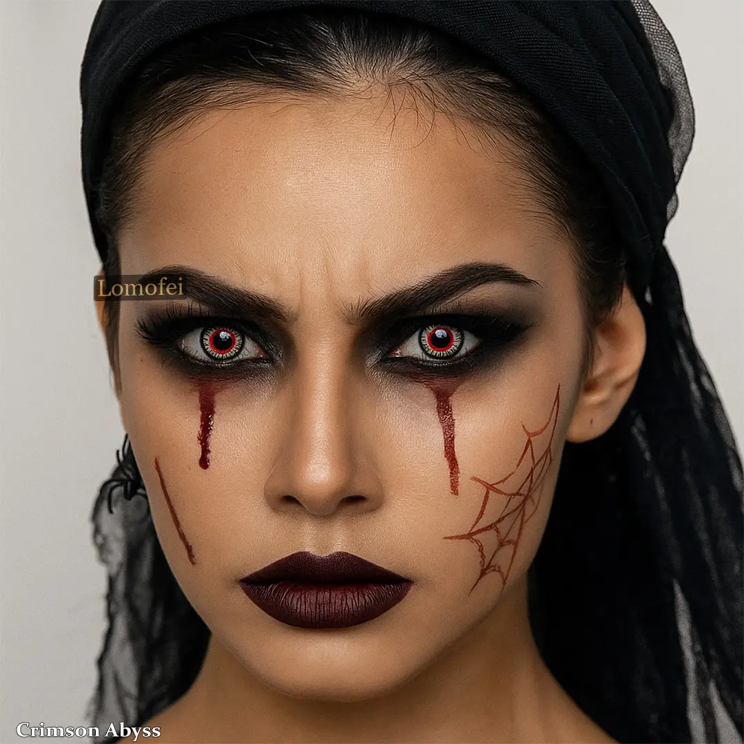 Lomofei Crimson Abyss Demon Eye Contact Lens,Scary Halloween Red Eye Lens in Bangladesh