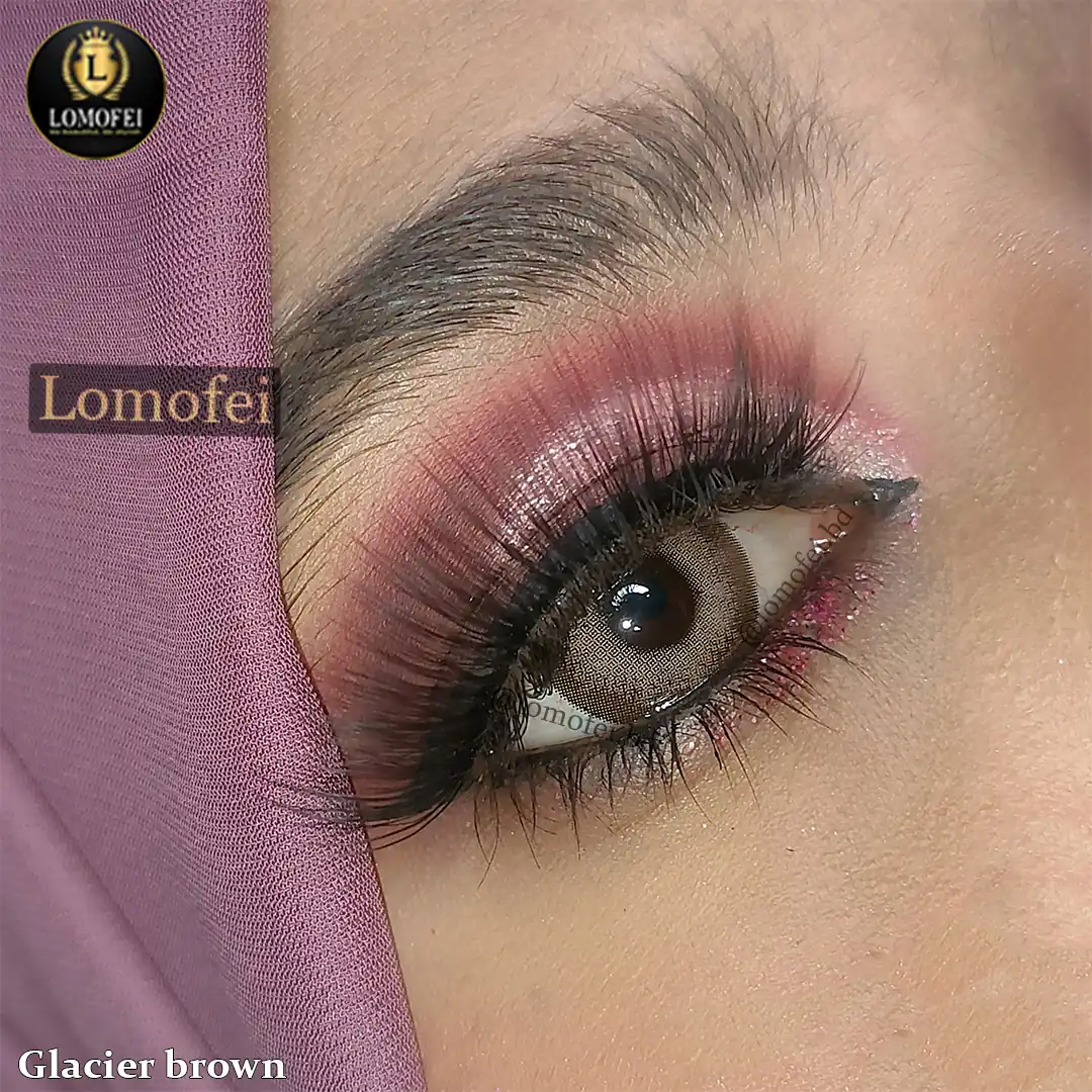 Ksseye Glacier Brown Colour Contact Lenses - Model Eye Close-up, High-Definition